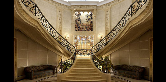 豪華氣派的大型旋轉樓梯